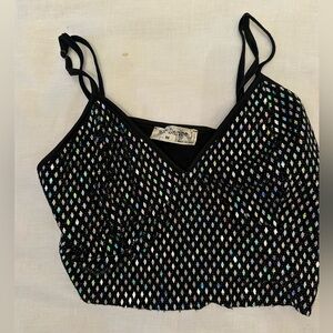 Black Sequin Women's Crop Top
